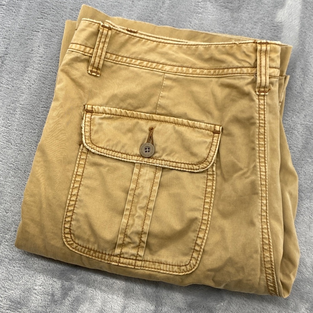 Polo Jeans Co Ralph Lauren Women 12 Khaki Wide Leg Cotton Cargo Pants Tan Flare